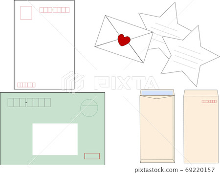 Illustration material set of postcard, letter, envelope 69220157