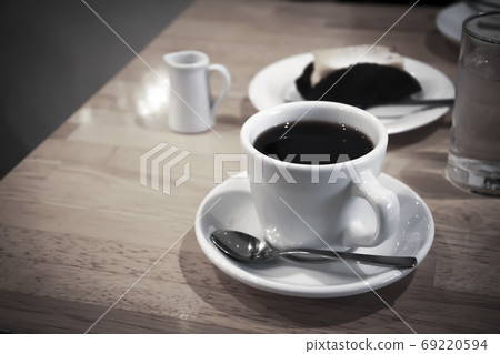 Coffee shop with coffee cup and cake [Sepia] 69220594
