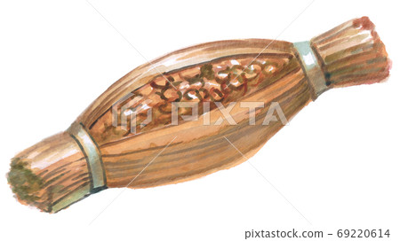 Natto wrapped in straw, watercolor material Natto wrapped in straw, watercolor material 69220614