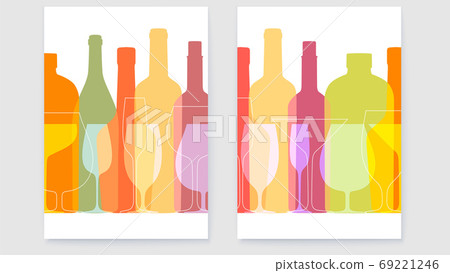 Set of posters with outline wine bottles and Set of posters with outline wine bottles and 69221246
