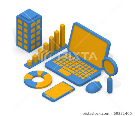 Sales management concept. Business strategy. application development. Online survey. isometric. 69221460