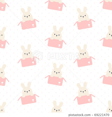 Cute rabbit in a box seamless pattern background 69221470
