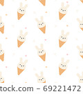 Cute rabbit ice cream seamless pattern background 69221472