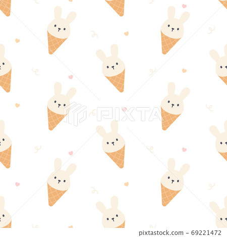Cute rabbit ice cream seamless pattern background 69221472