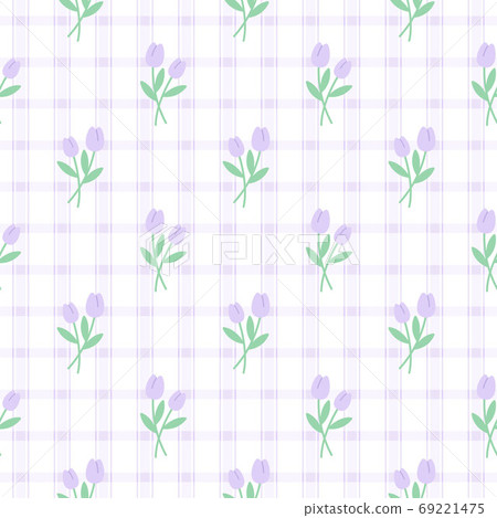 Cute purple tulip flower seamless pattern background 69221475