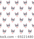 Cute french bulldog with scarf collar seamless pattern backgroun 69221480