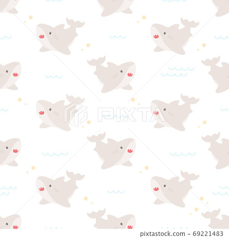 Cute baby shark seamless pattern background 69221483