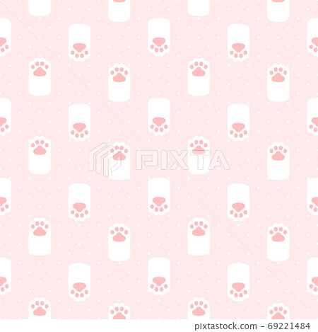 Cat paw footprint seamless pattern background 69221484