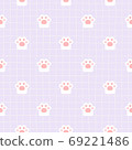 Adorable cat paw footprint seamless pattern background 69221486