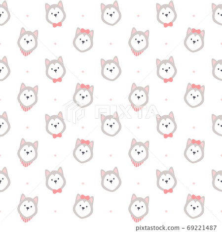 Adorable siberian husky seamless pattern background 69221487