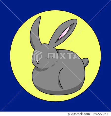 Full moon and gray rabbit - Stock Illustration [69222045] - PIXTA