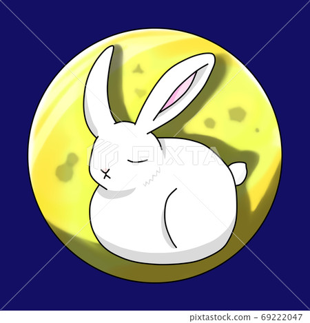 Full moon and white rabbit - Stock Illustration [69222047] - PIXTA