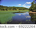Landscape of the blue sky reflected in the pond 69222264