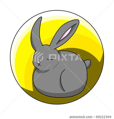 Full moon and gray rabbit - Stock Illustration [69222304] - PIXTA