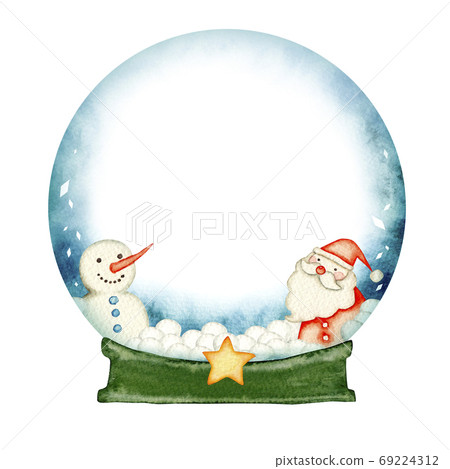 Snow globe Snow globe Santa Claus Christmas card Watercolor illustration Snow globe Snow globe Santa Claus Christmas card Watercolor illustration 69224312