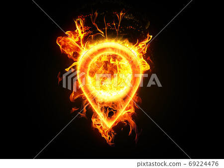 Flame pin mark - Stock Illustration [69224476] - PIXTA