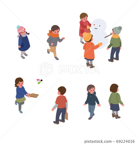 Isometric winter children illustration Isometric winter children illustration 69224816