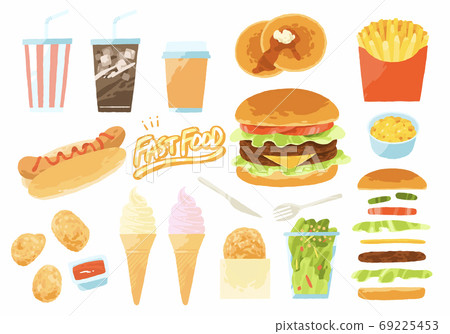 Set of various fast food illustrations Set of various fast food illustrations 69225453
