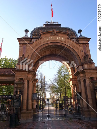 The gate of the Tivoli Gardens in Copenhagen. European landscape 69225679