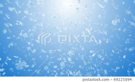 Snowflake snow winter crystal ice particles blizzard glitter particles 3d illustration background 69225894