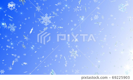 Snowflake snow winter crystal ice particles blizzard glitter particles 3d illustration background 69225903