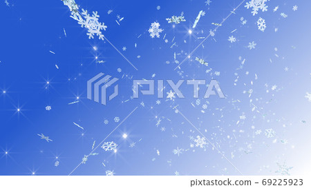 Snowflake snow winter crystal ice particles blizzard glitter particles 3d illustration background 69225923