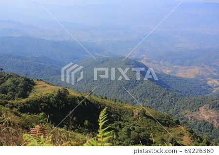 cloud sea view in the far , Chiang rai doi inthanon peak in thailand, the highest mountain in thailand 69226360