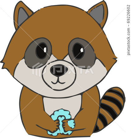 用肥皂洗手的可愛浣熊的插圖 69226602