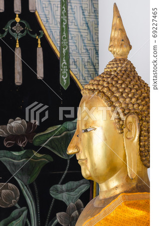 Veranda of Gild Buddha Sculptures at Wat Pho, Bangkok of Thailand. 69227465