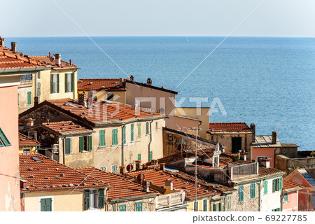 Tellaro village and Mediterranean Sea - Gulf of La Spezia Liguria Italy Tellaro village and Mediterranean Sea - Gulf of La Spezia Liguria Italy 69227785