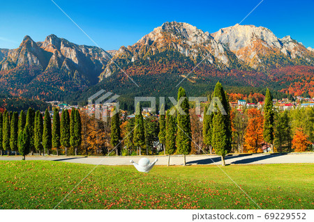 Spectacular Prahova valley in autumn, Busteni, Transylvania, Romania, Europe 69229552
