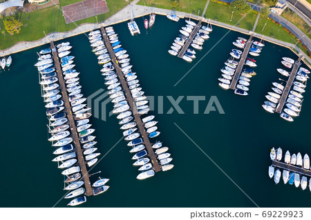 Boats moored at dock in Lovere Boats moored at dock in Lovere 69229923