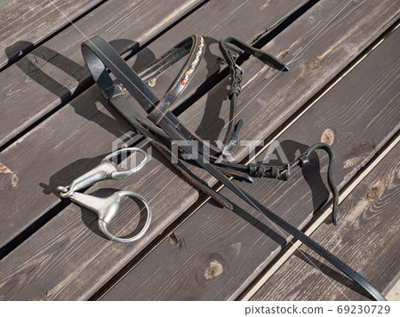 Lether horse halter and steel horse snaffle-bit Lether horse halter and steel horse snaffle-bit 69230729