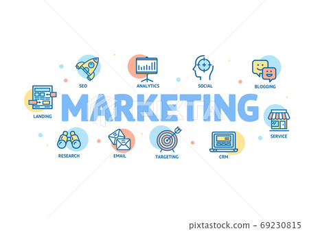 Marketing Concept with Thin Line Icons. Vector 69230815