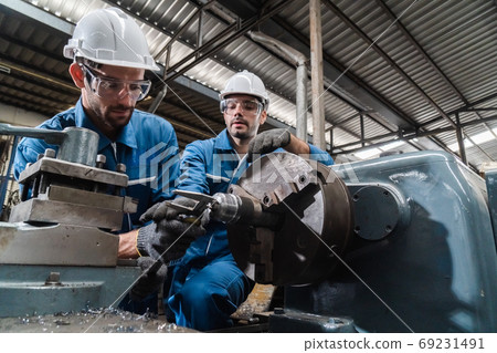 Engineering man wearing uniform safety workers. 69231491