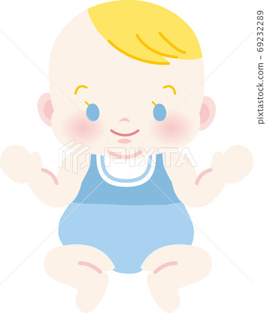 Smiling blonde Caucasian baby front view Baby full body illustration 34 Smiling blonde Caucasian baby front view Baby full body illustration 34 69232289