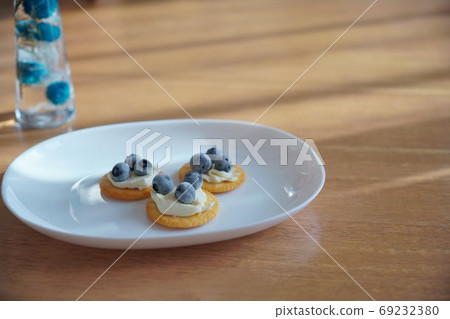Fresh blueberry and rare cheese dessert after breakfast 69232380