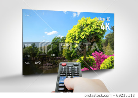 4K display with comparison of resolutions concept 4K display with comparison of resolutions concept 69233118