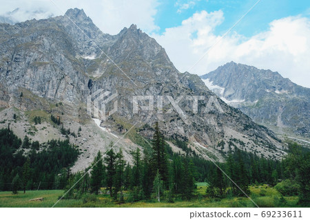 Beautiful mountain landscape in Val Ferret, Italy. Beautiful mountain landscape in Val Ferret, Italy. 69233611