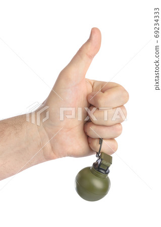 Thumb up hand with grenade Thumb up hand with grenade 69234333