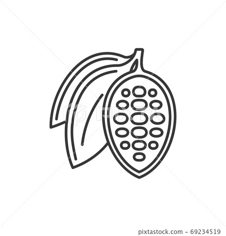 Chocolate Cocoa Beans Icon on White Background. Vector Chocolate Cocoa Beans Icon on White Background. Vector 69234519