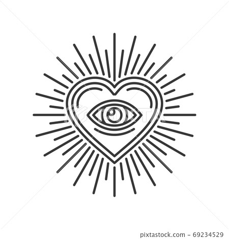 Eye Inside Heart Sign. Masonic Icon on White Background. Vector 69234529