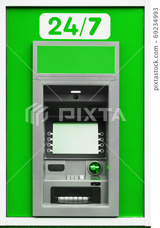 ATM machine, photo of one object in detail as a background, green color ATM machine, photo of one object in detail as a background, green color 69234993