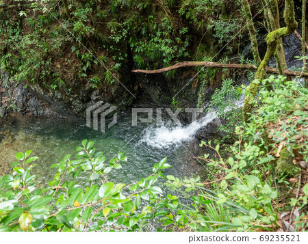 秋川谷細澤瀑布和清澈的溪谷 69235521