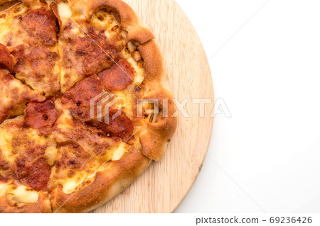 Homemade Pepperoni Pizza on white background 69236426