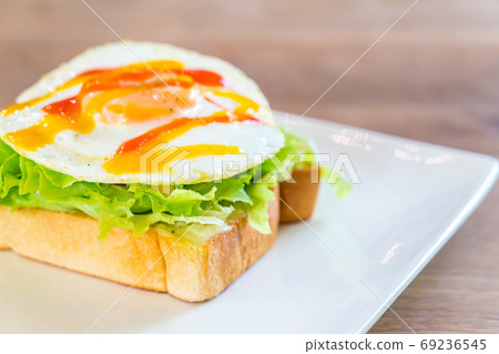 bread toast with fried egg and vegetable bread toast with fried egg and vegetable 69236545