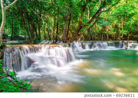 Huay Mae Kamin Waterfall at Kanchanaburi in Thailand 69236611
