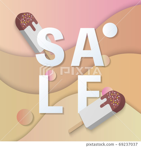 Summer sale banner template 3D pastel gradient colorful popsicle 69237037