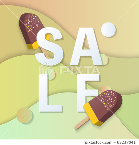 Summer sale banner template 3D pastel gradient colorful popsicle 69237041
