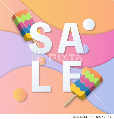 Summer sale banner template 3D pastel gradient colorful popsicle 69237073